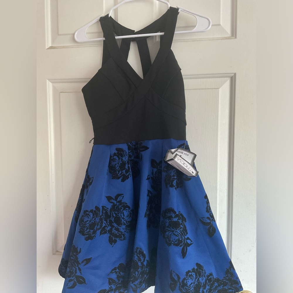 Royal blue and black dress